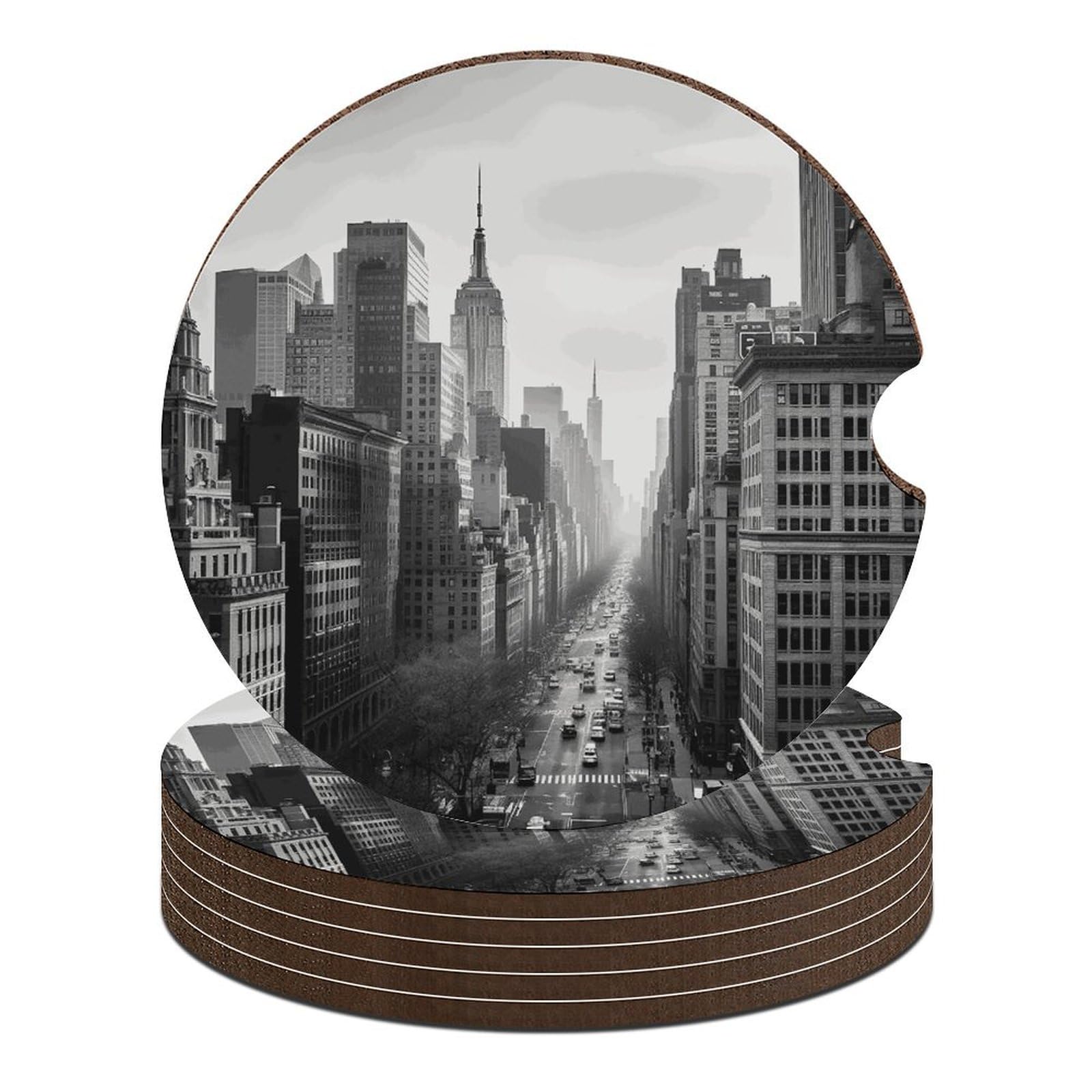 Dessous de verre pour voiture New York antidérapants évite les taches de café et coulures