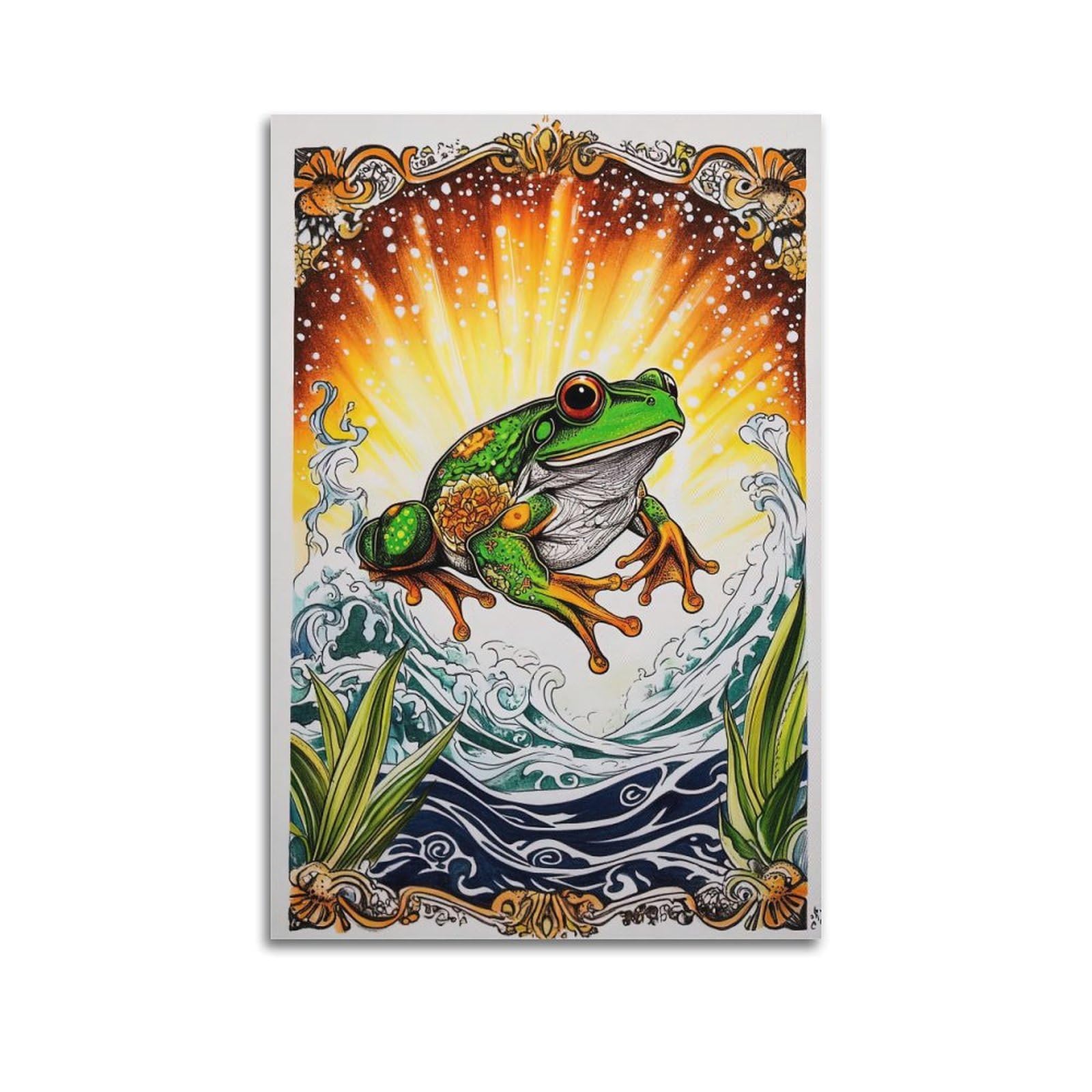 ZSZWHJ Animal Poster Frogs in The Sea Poster Decorative Painting Canvas Wall Posters And Art Picture Print Modern Family Bedroom Decor Posters 20x30inch(50x75cm)
