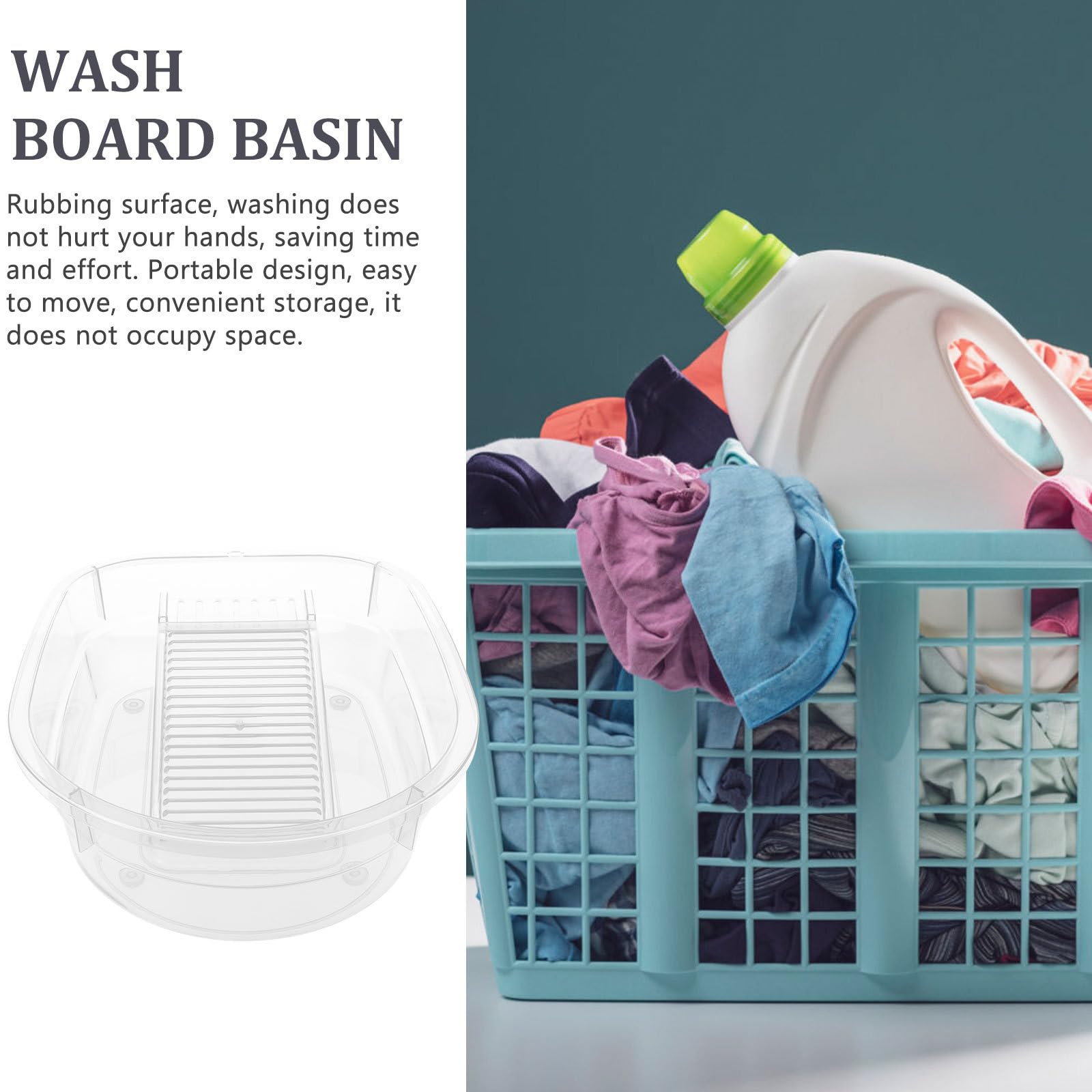 Abaodam Lavabo de Ropa Manual con Tabla para Lavar Ropa de PP Práctico para Uso Hogar y Lavado Interior Adecuado para Bebés