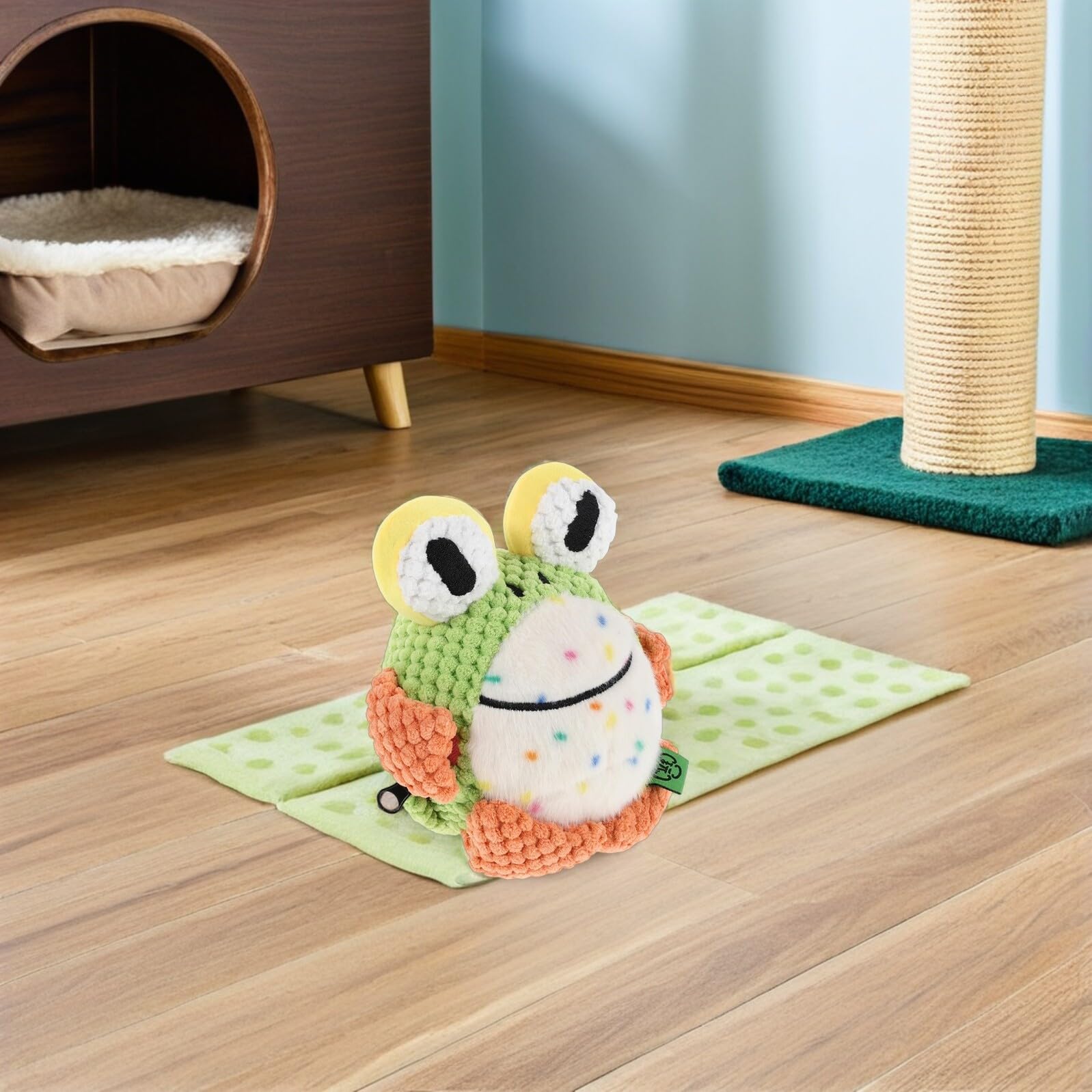 Elektrisches Interaktives Frosch-hundespielzeug zum Kauen für Welpen Robust und Bissfest Springend mit USB-antrieb als Zahnungshilfe und Beschäftigungsspielzeug für Kleine bis