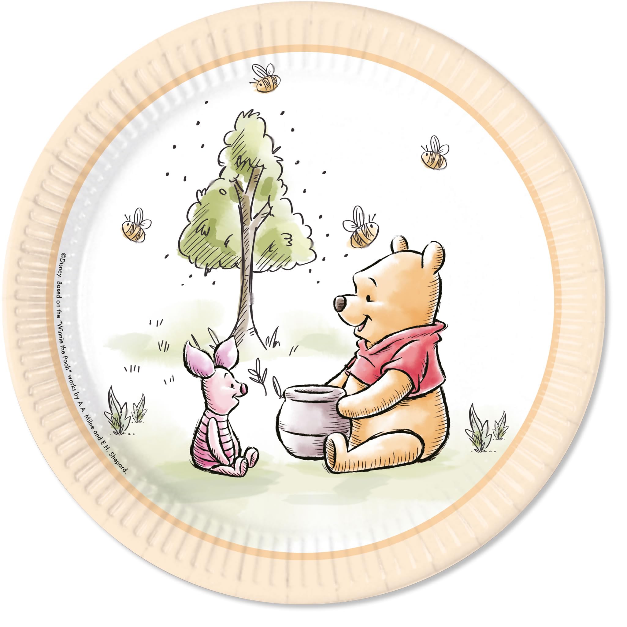 Procos Winnie The Pooh Party Plates Size 23 cm Pack of 8 Disposable Paper Plates Children's Birthday Party Tableware FSC® Mix