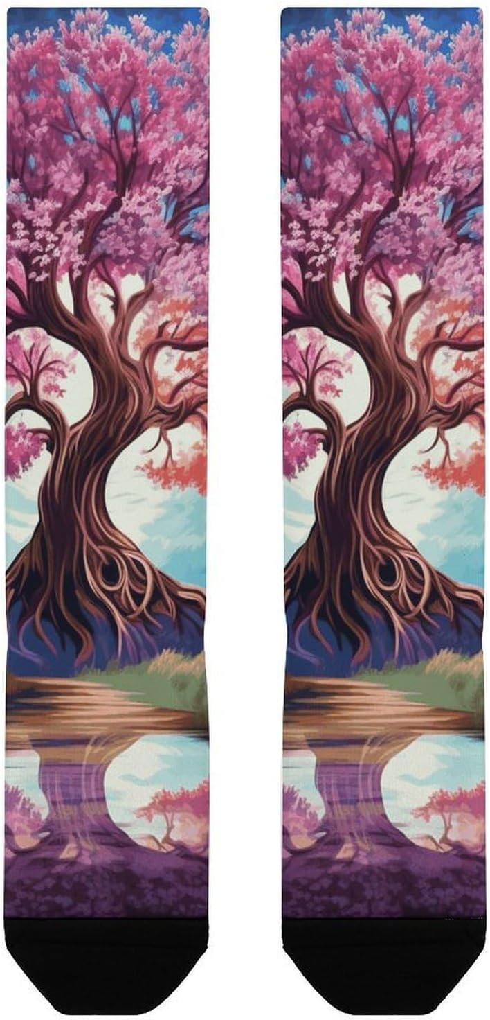 Color Tree Knee High Soccer Socks Moisture Wicking