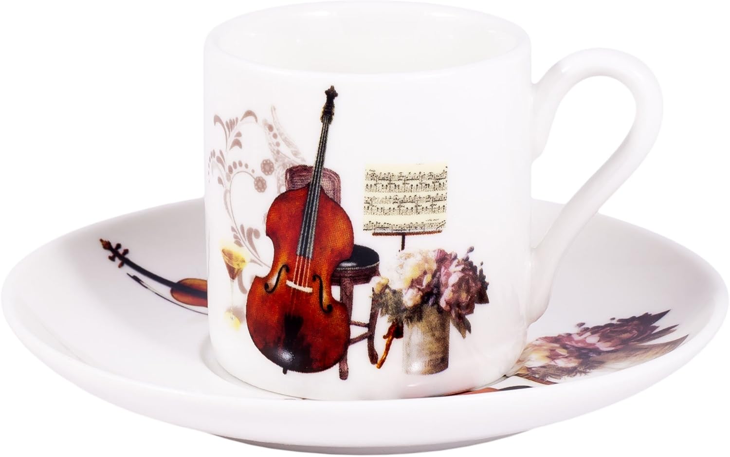 Musical Instrument Ceramic Stoneware Espresso Cup and