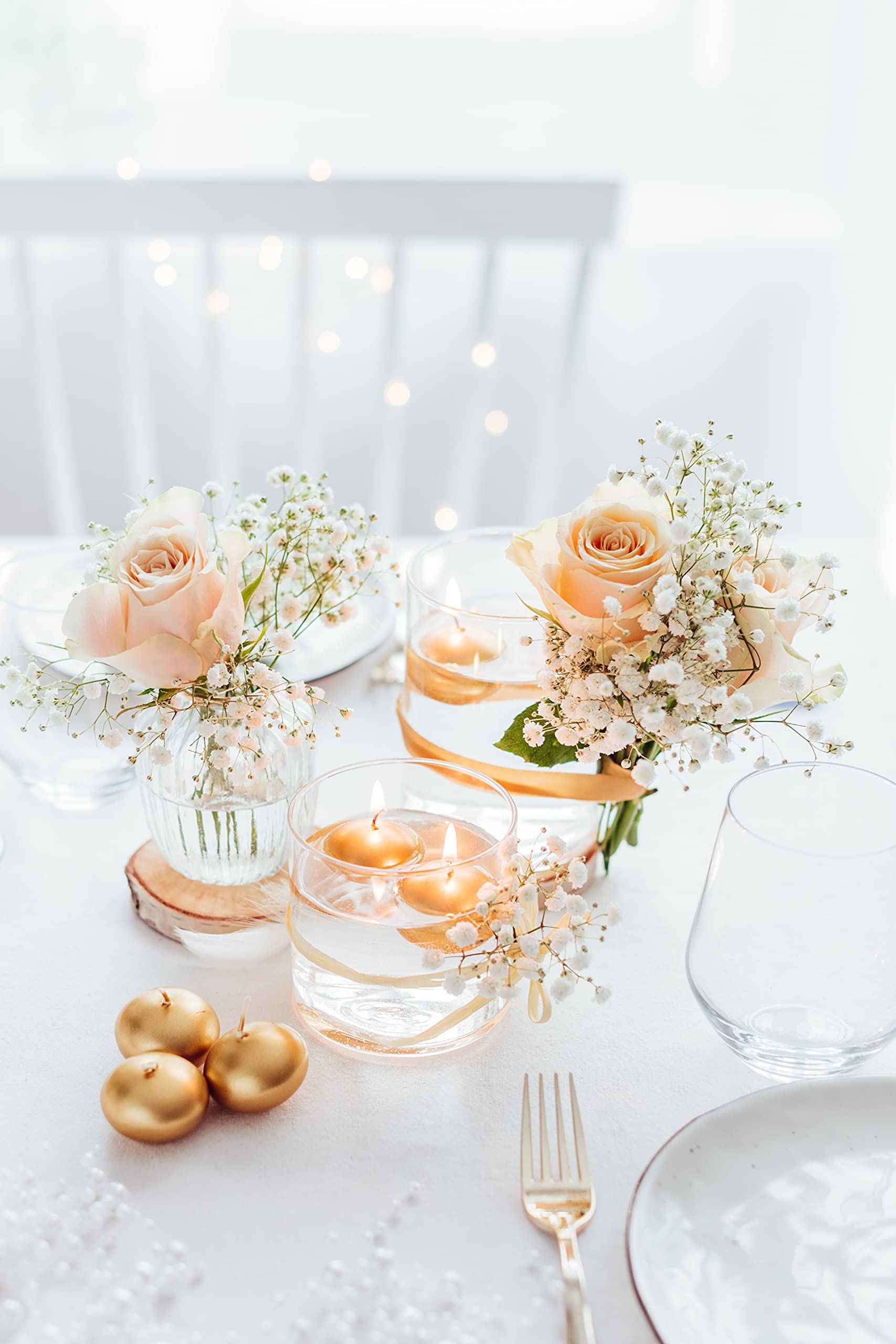 PartyDeco, Candele Galleggianti, per Matrimonio, Cerimonie, 50 unità, Oro