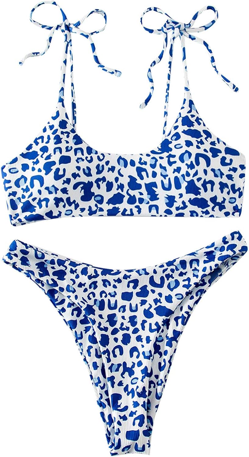 Women's Sexy Bathing Suits Spaghetti Strap Floral Bikini Set Underwire