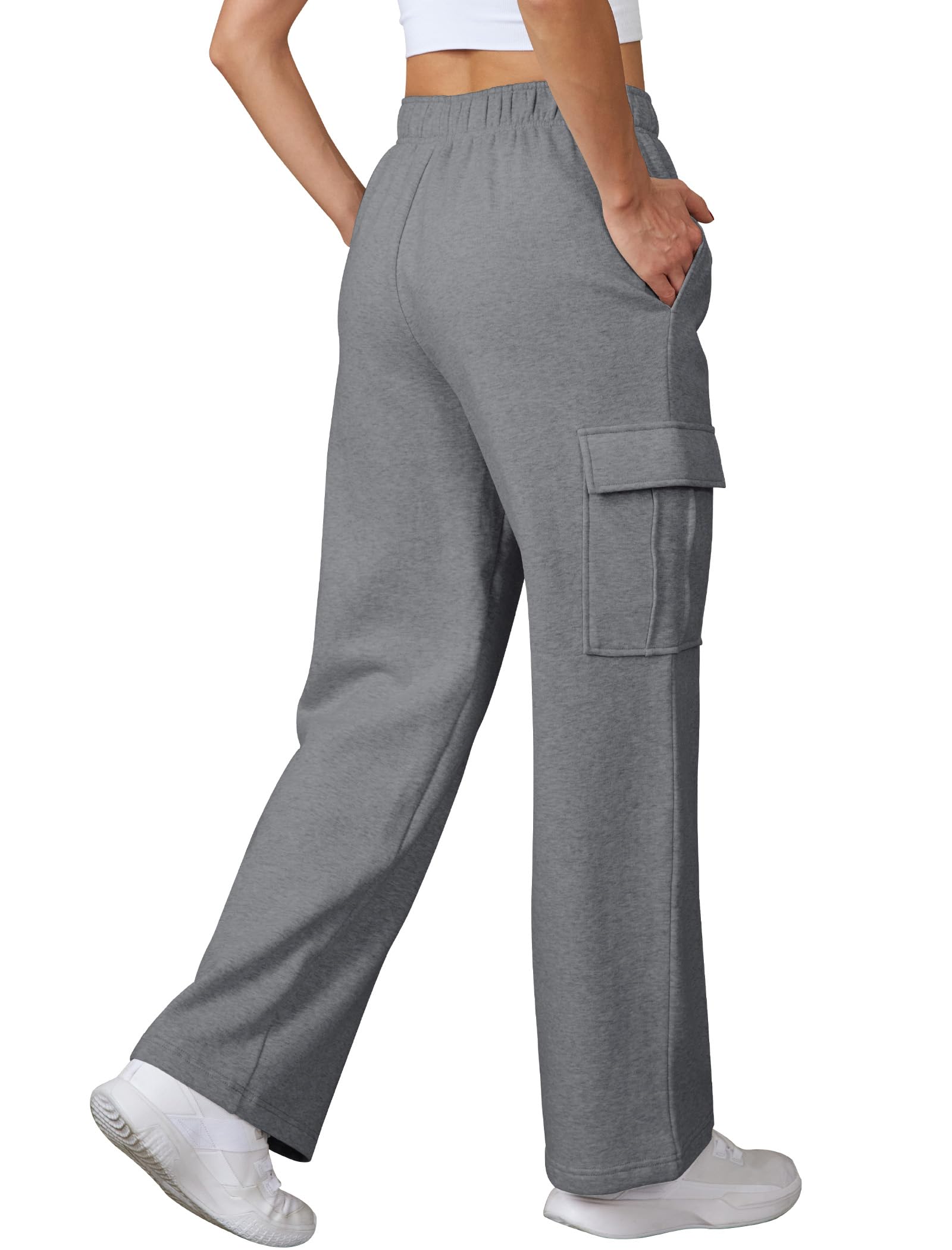 Glacspyg Pantaloni da Jogging Donna Pantaloni Lunghi Sportivi Fitness Vita Alta con Elastico in Vita e Tasche Pantaloni per Il Tempo Libero Pantaloni Larghi Gambe