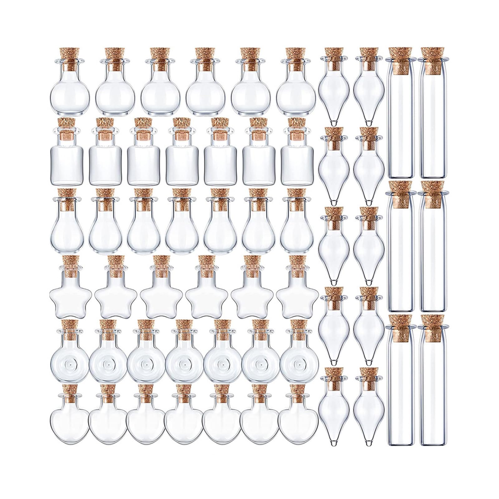 NEWFT Clear Glass Bottles Jars with Cork Stoppers Set for Creative Projects and Weddings Party Supplies Glass Cork Bottles