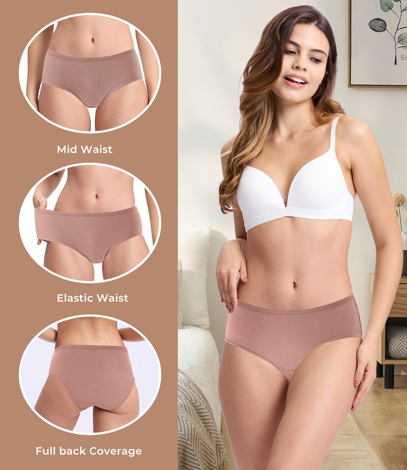 BAMBOO COOL Damen-Unterwäsche, atmungsaktives Netzgewebe, feuchtigkeitsableitend, weich und leicht