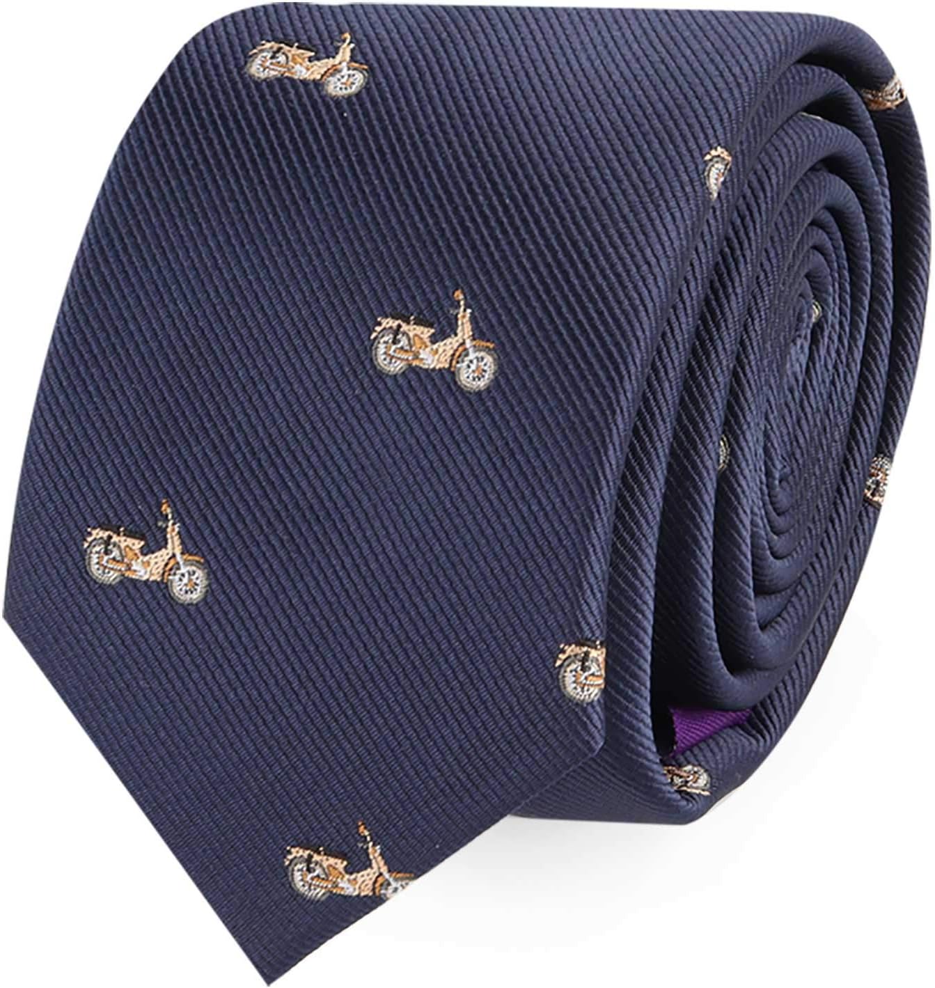 AUSCUFFLINKS Classic Motorbike Neckties for Him | Woven Skinny Neck Ties | Bday Present for Work Colleague Guys Dad Men (CLASSIC MOTORBIKE)