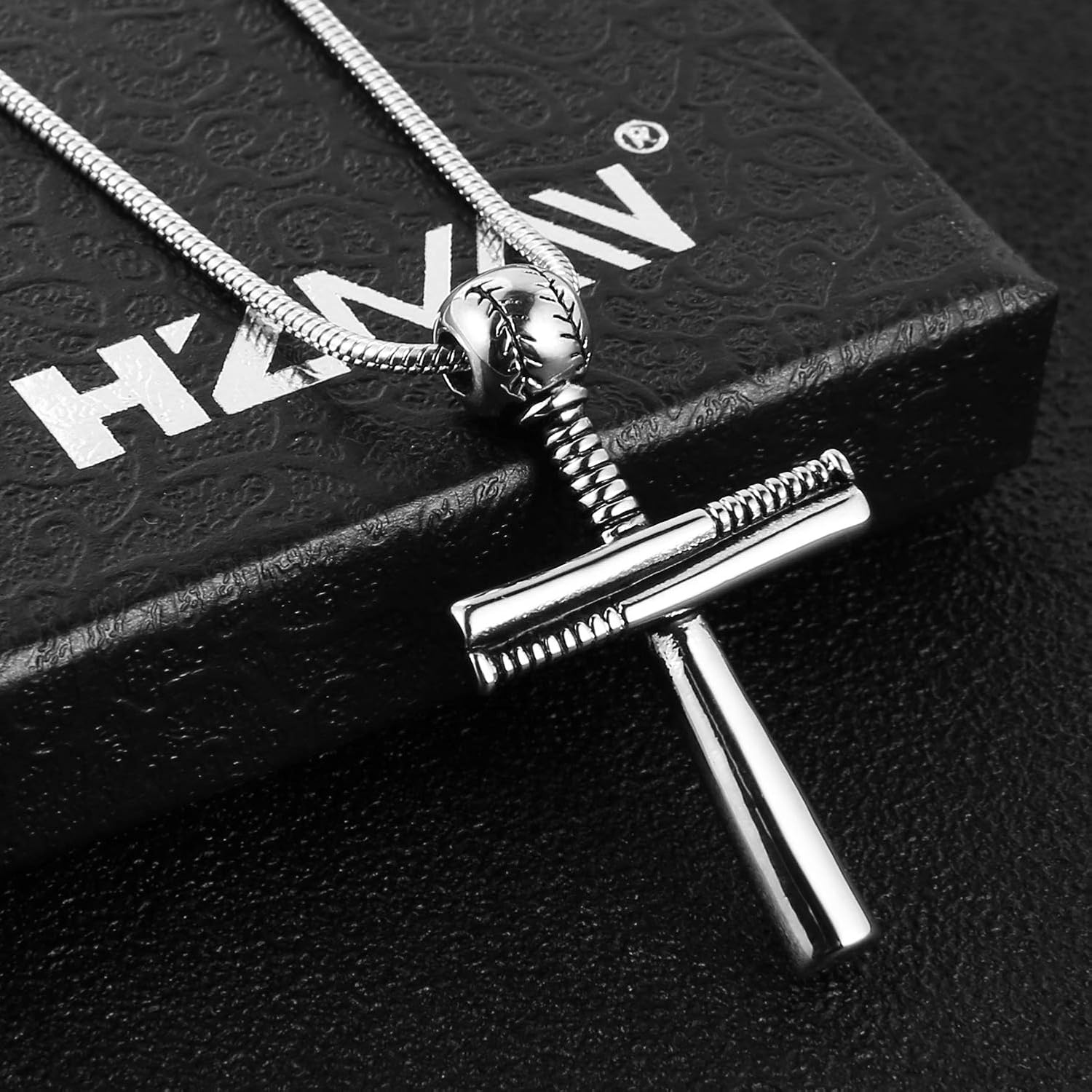 HZMAN Baseball Cross Sports Pendant Stainless Steel Baseball Bat Cross Necklace, Large and Small - Image 3