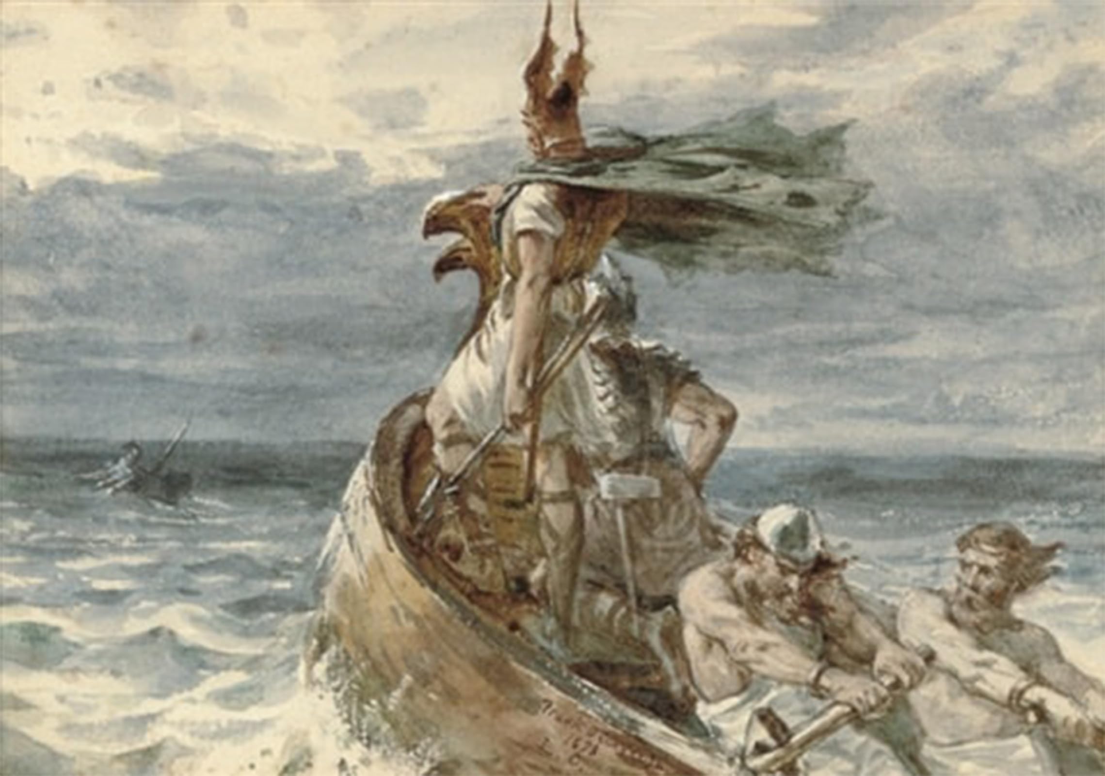 ARTXLXXBN Famous Painting Art Wall Decor Abstract Art Picture Vikings Heading for Land by Frank Dicksee Animal Pictures for Home Decor 60x90cm