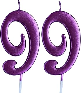 Pink 99th Birthday Candle, Number 99 Years Old Candles Cake Topper, Woman Party Decorations, Supplies