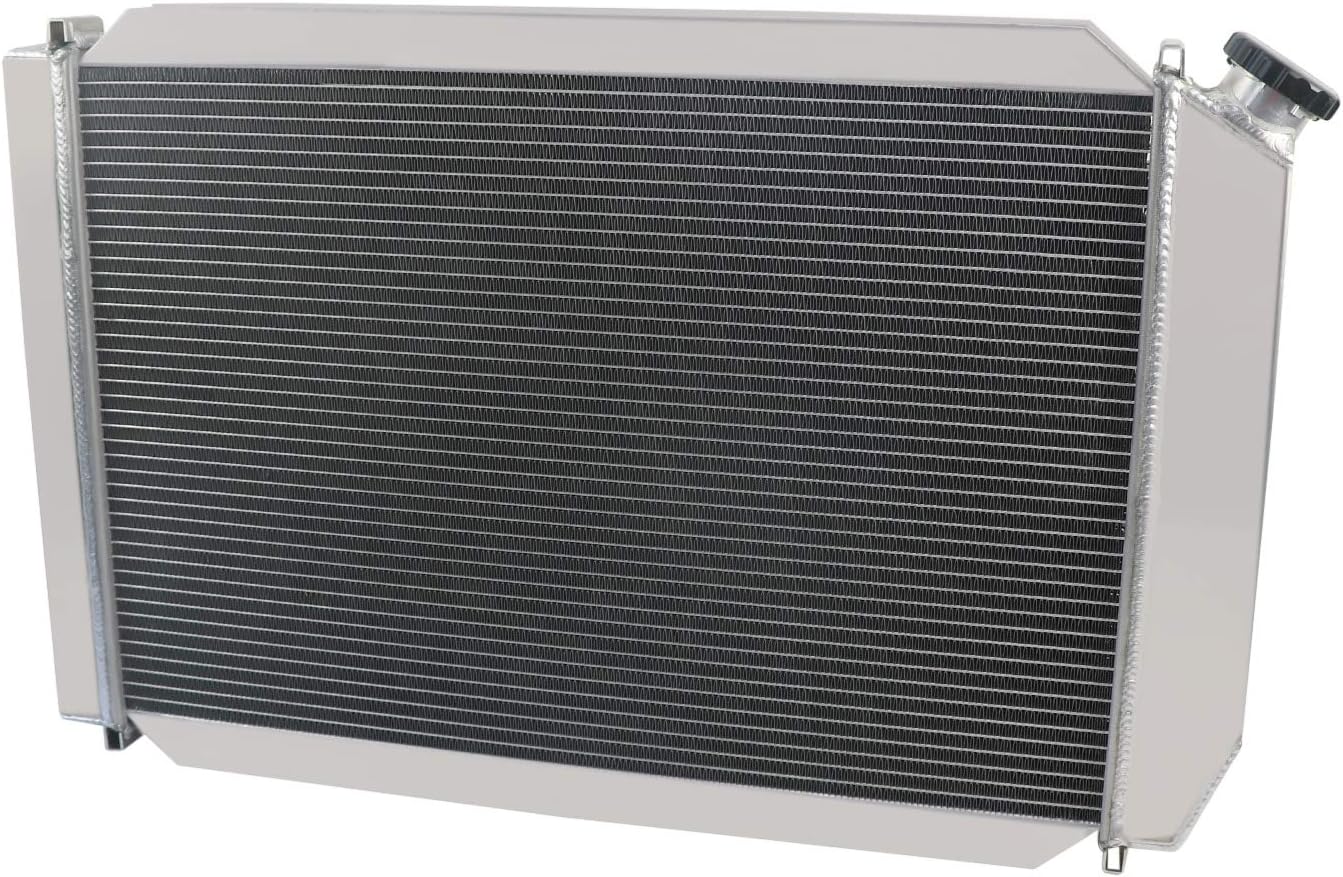 ALLOYWORKS 2 Row Core Aluminum Radiator Shroud Fan For 1979-1993 Ford Mustang Fox Body GT/LX 1980-1987 Cougar 5.0L V8 MT
