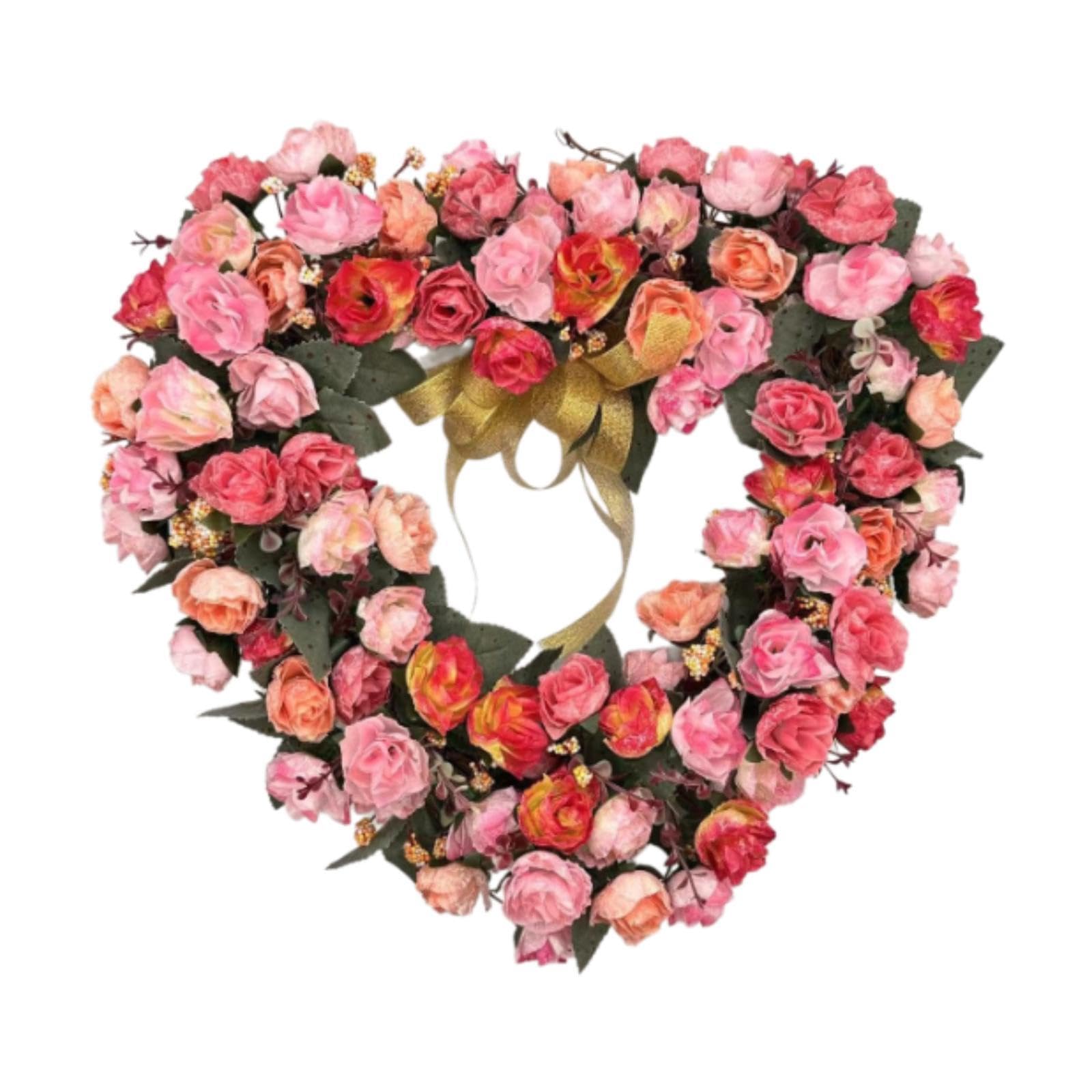 Pleayietoopiatiey Artificial Wreath Front Door Large Heart Shaped Wreath for Party Celebration