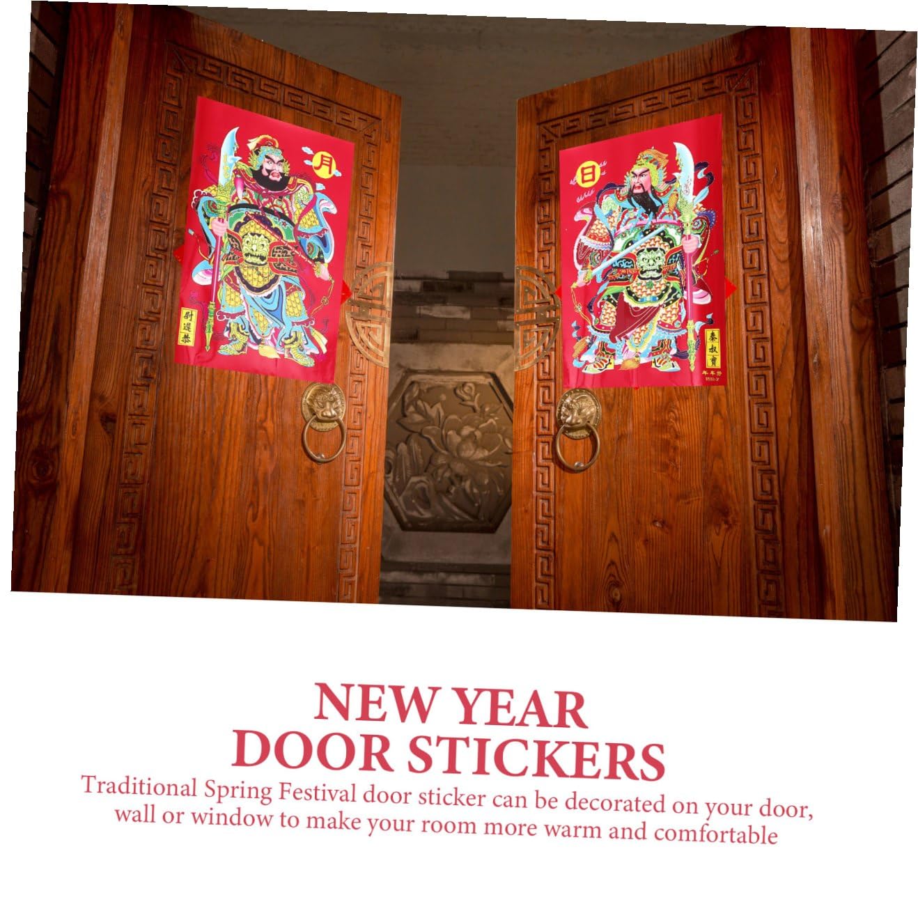 Amosfun 5 Ensembles Autocollant De Porte De De La Richesse Ornements D'Année Décorations De Fenêtre De Noël Image Décor De L'Année Autocollants Muraux Du Nouvel An 6 pièces * 5