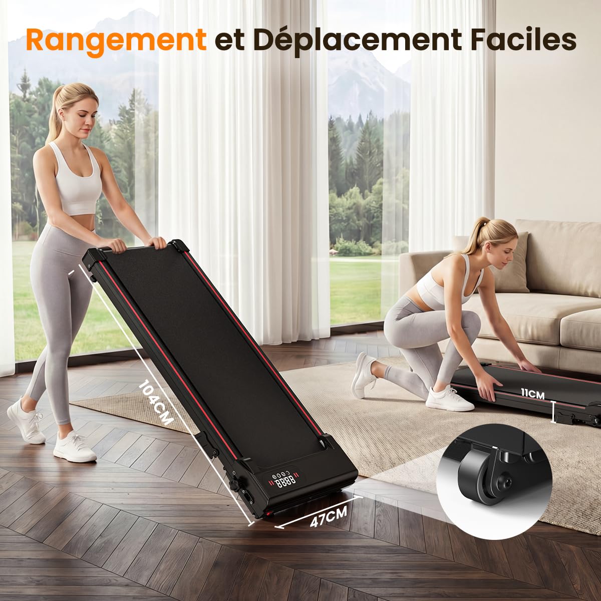Tapis de Course Pliable & Marche 3 en 1 avec Pente 7% – Tapis Roulant sous Bureau Silencieux (Moteur 2,5CV, 1-8 km/h) – Charge 130kg, Système Anti-Choc – pour Maison & Appartement