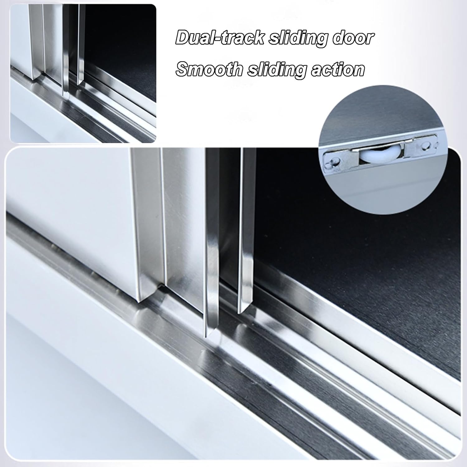 Stainless Steel Workbench with Three-Sided Enclosure Sliding Door Prep Station Worktable Home Kitchen Cutting Board Metal Prep Table Single-Tier Shelving(120x80x80cm/47.2x31.5x31.5”)