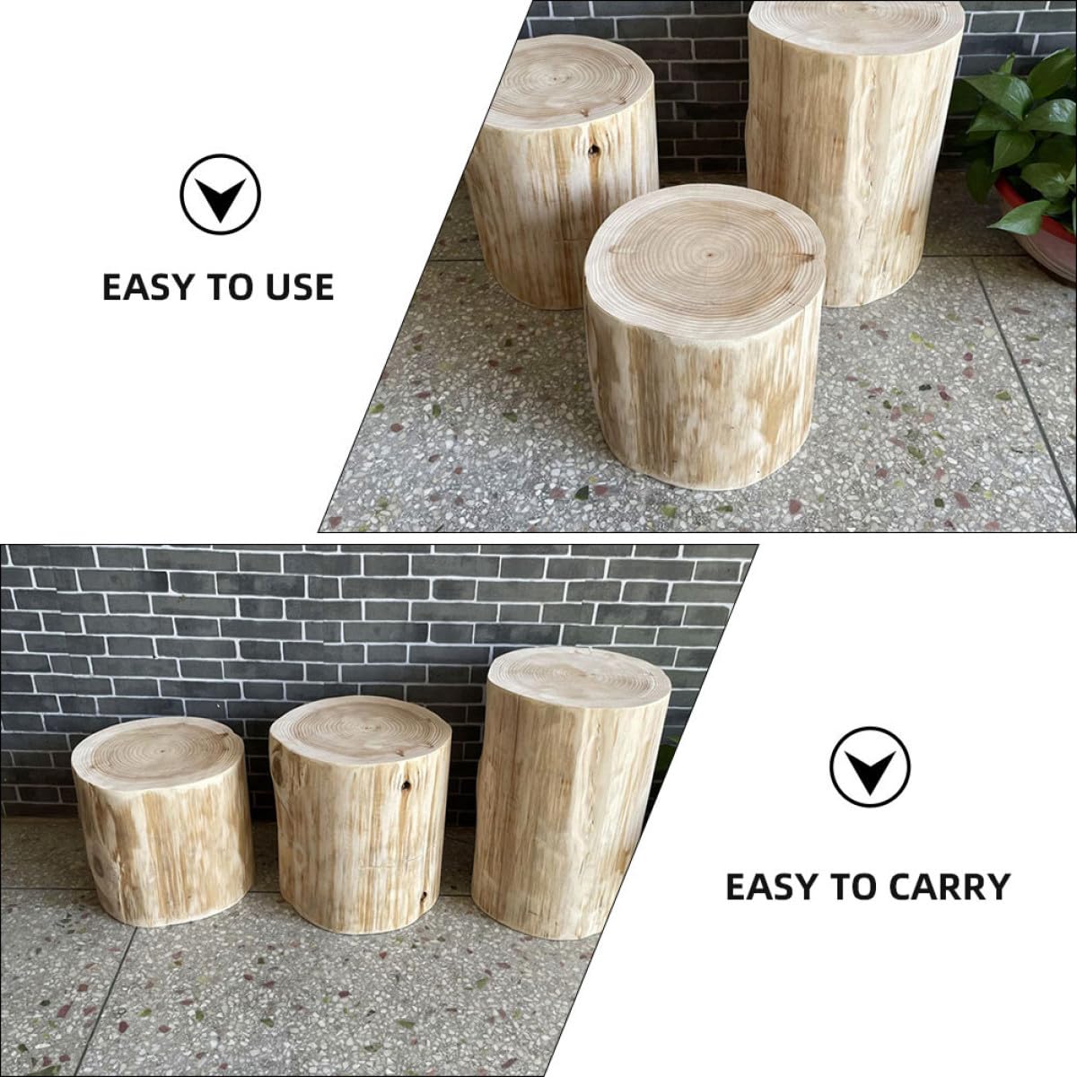 Mikikit Sgabello in Legno Massello Beige Multiuso senza Bave, Piccolo Sgabello Decorativo come Porta Candele o Espositore Artigianale