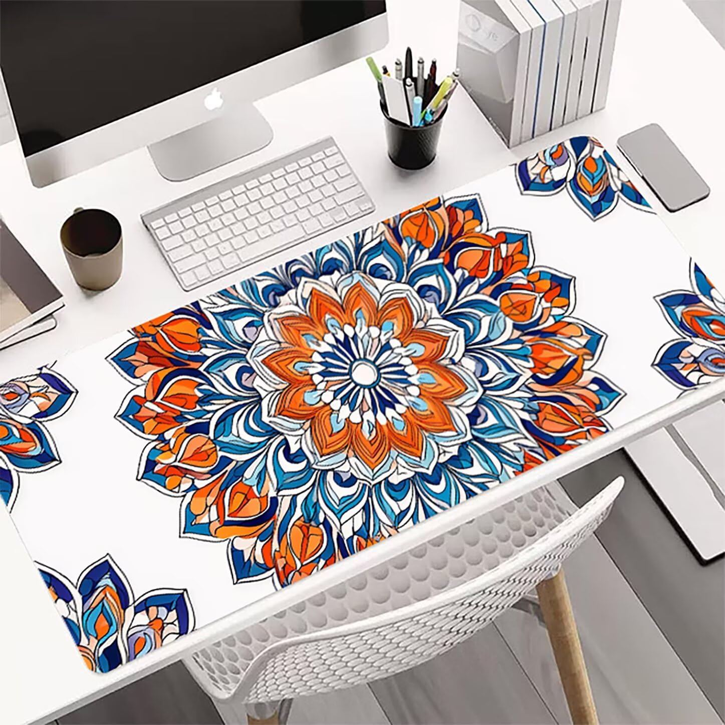Lpfieonn Böhmen Schreibtischunterlage XXL, Abaishi Schreibtischunterlagen Großes, Gaming Mousepad XXL mit ernähter Rand und Rutschfeste Gummibasis, Desk Mat für PC/Laptop/Mausa 120x60cm PF-1836
