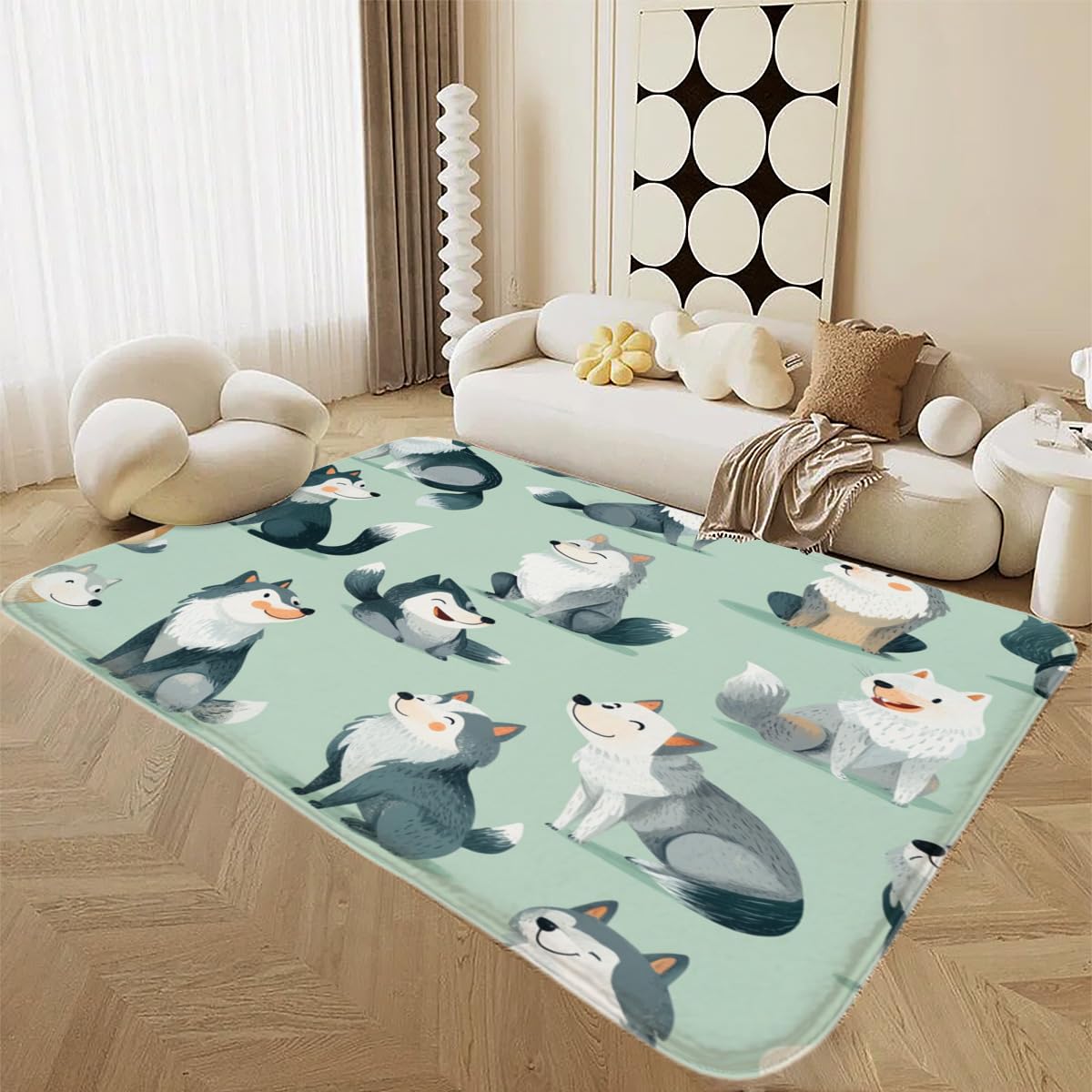 Alfombra de franela lavable de pelo corto y suave WolfTeppich