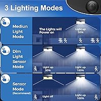 Vista 4 de Peasur Solar Lights Outdoor Motion Sensor, 2 Pack 3 Modes 318LED Solar Powered Fence Wall Light IP65 Waterproof, Bright Solar Security Lighting for