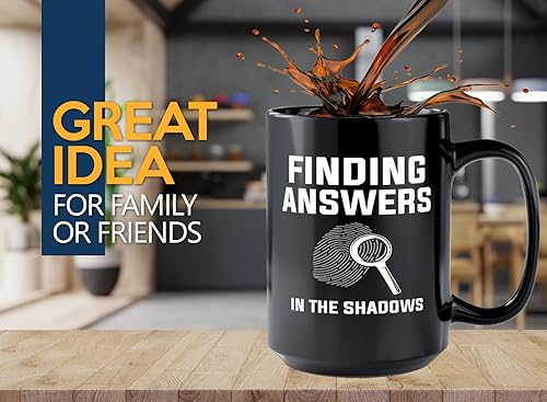 Miniatura 2 de Taza de café detective de 15 onzas, color negro, encontrando respuestas en - oficial de policía policía patrulla detective sheriff aplicación de la