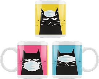 mug CAT IN A MASK - ceramic Super Mug - Novelty Office Birthday Christmas Coffee Gift Tea Cup Present Funny Mug