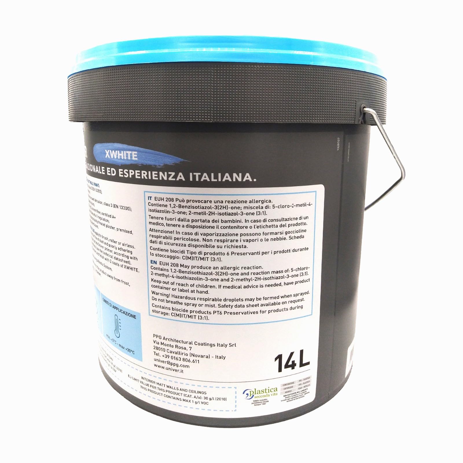 Univer Pittura Bianca per Interni XWHITE Classe A+ 14 Lt Vernice Bianca Muro Interno Lavabile Traspirante Monomano adatto per intonaci cartongesso premiscelati e gesso