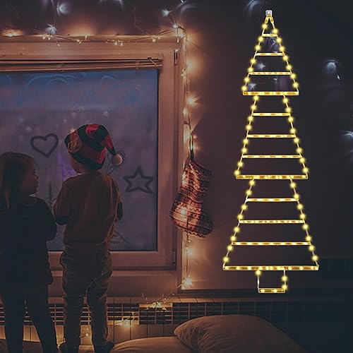 Miniatura 5 de Luces de Navidad de FUNIAO de 4.6 pies, luces LED de escalera de 4.6 pies, luces colgantes para árbol de Navidad, enchufables, impermeables, 8 modos