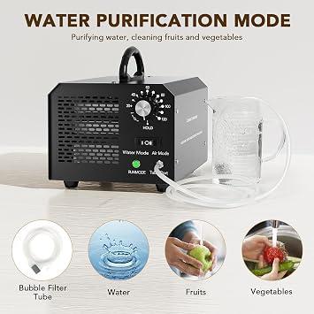 Ozone Generator, 30,000 mg/h Ozone Odor Eliminator for 300 m² Room, Industrial Air Purifier with Air & Water mode, Ozone Machine Home Ozone Deodorizer with Timer for Room, Farm, Hotel, Home, Office