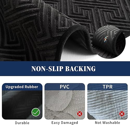 Miniatura 4 de YIHOUSE Alfombras de baño negras de 17 x 24 pulgadas, de secado rápido, antideslizantes, absorbentes, lavables a máquina, alfombra de baño fina
