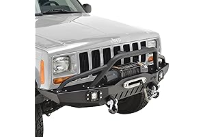 EAG Front Bumper with Integrated Winch Plate and LED Lights for 84-01 Cherokee XJ/Comanche MJ