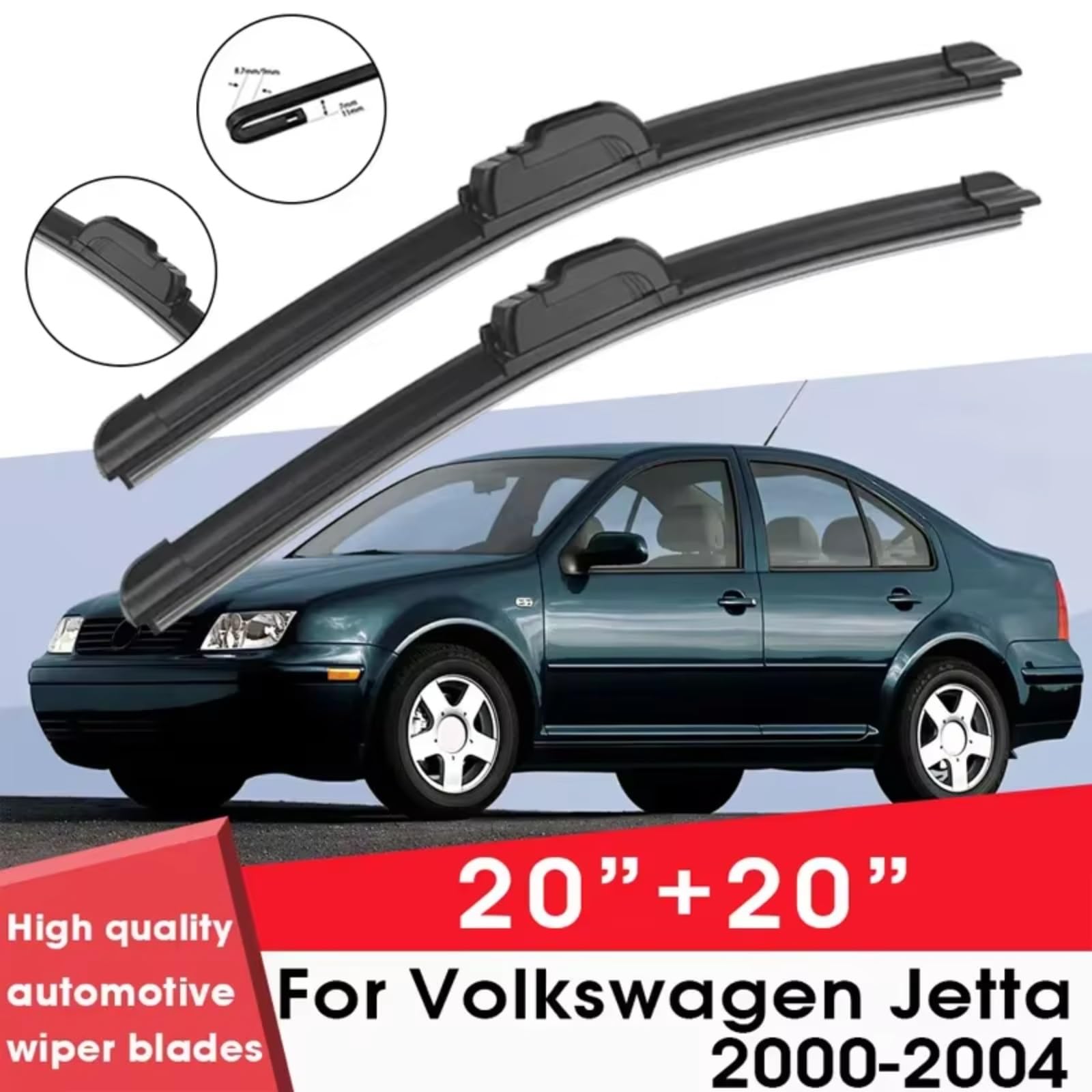 Escobillas Silen Compatible Con Para Jetta 2000 2001 2002 2003 2004 20 "+20" Parabrisas Limpiaparabrisas De Goma Natural Accesorios Para Coche Escobillas Limpiaparabrisas