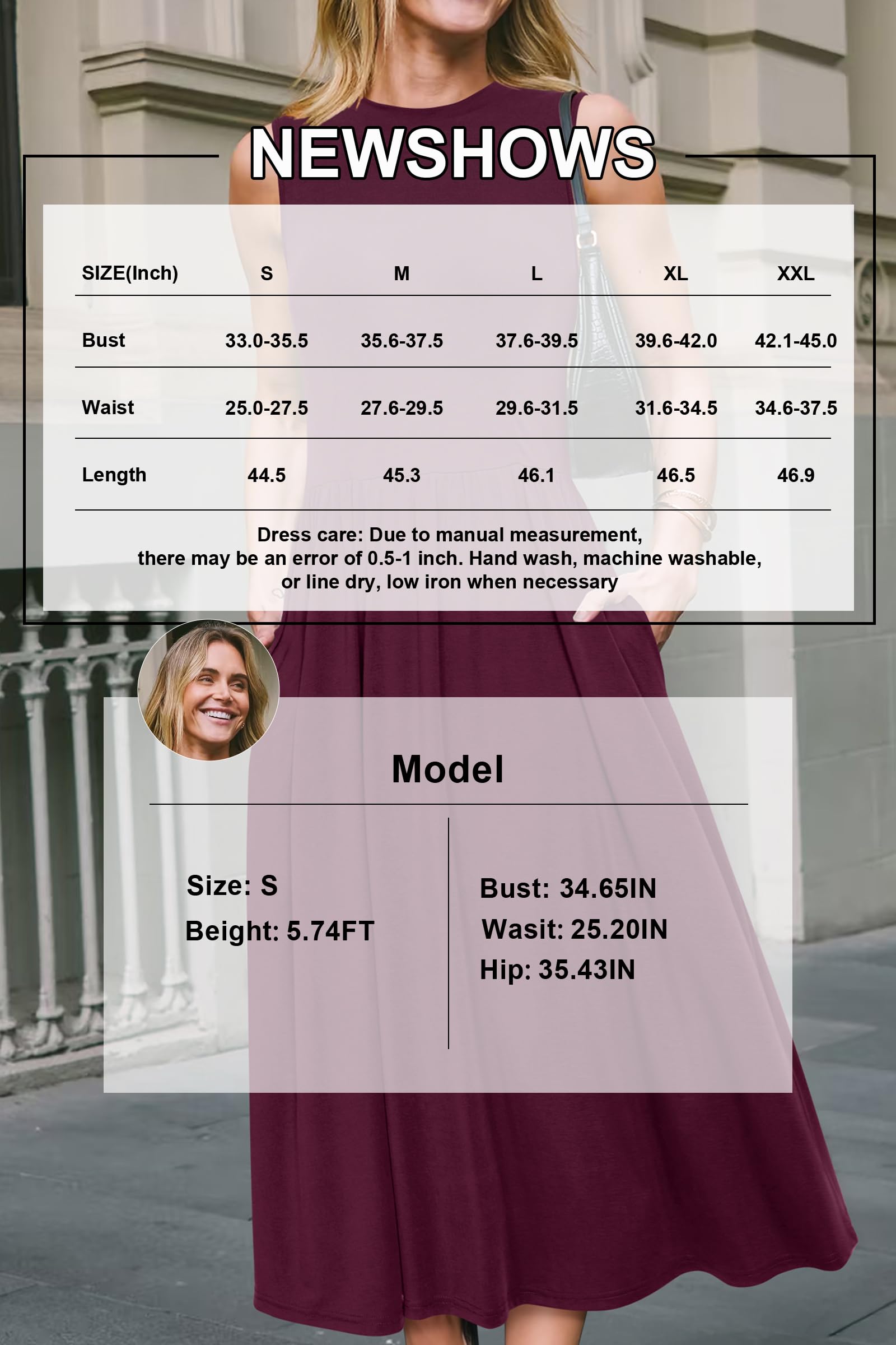 Newshows Abiti Estivi da Donna Senza Maniche Collo a Giro Midi Elegante Casual Formale Lavoro Ufficio Sundress con Tasche