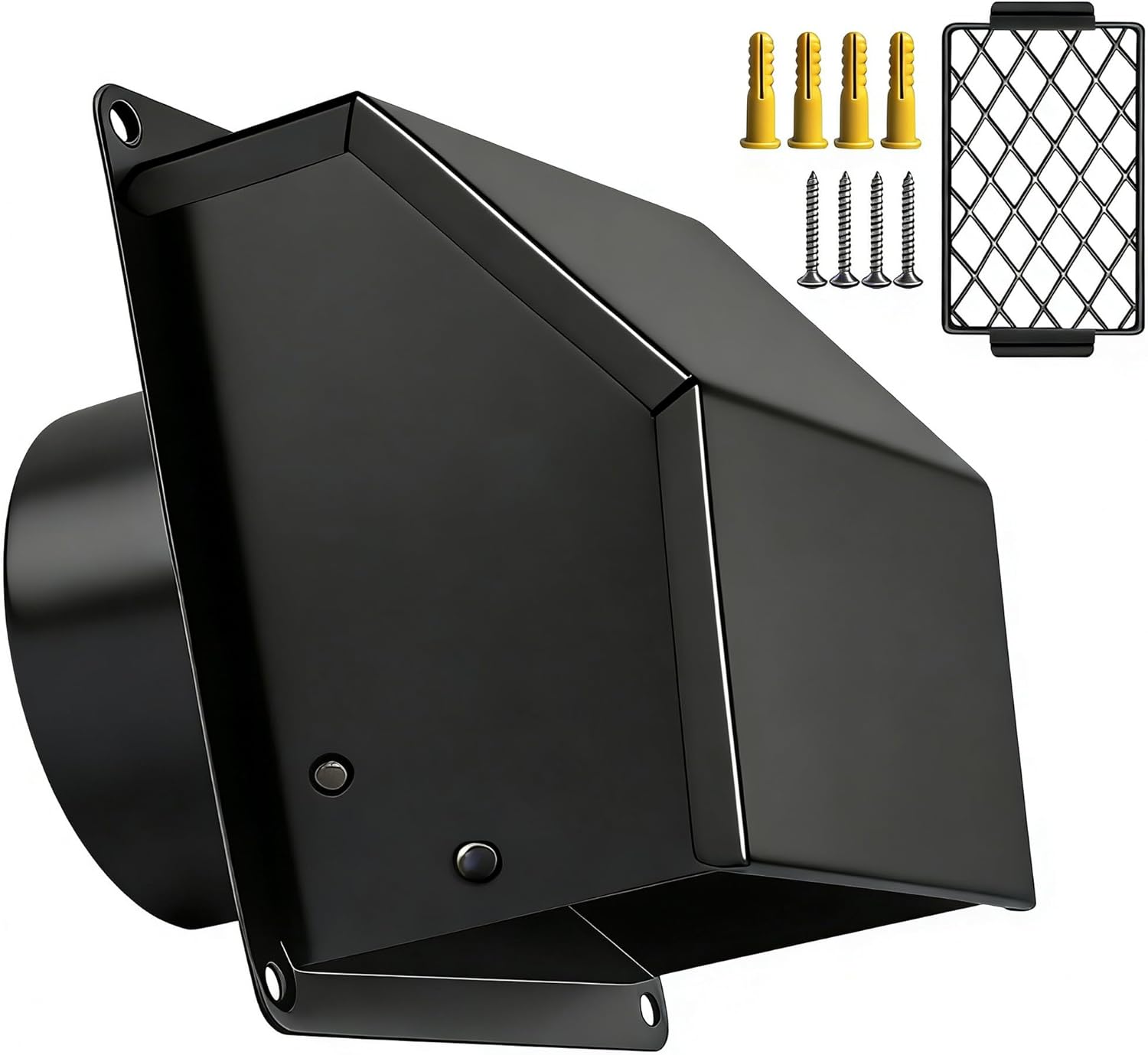 4 Inch Dryer Vent Cover Outside, Metal Exhaust Vent with Detachable Front Cover & Cushioned Non-Return Flap, Easy Maintenance Outdoor Dryer Vent for House, Black