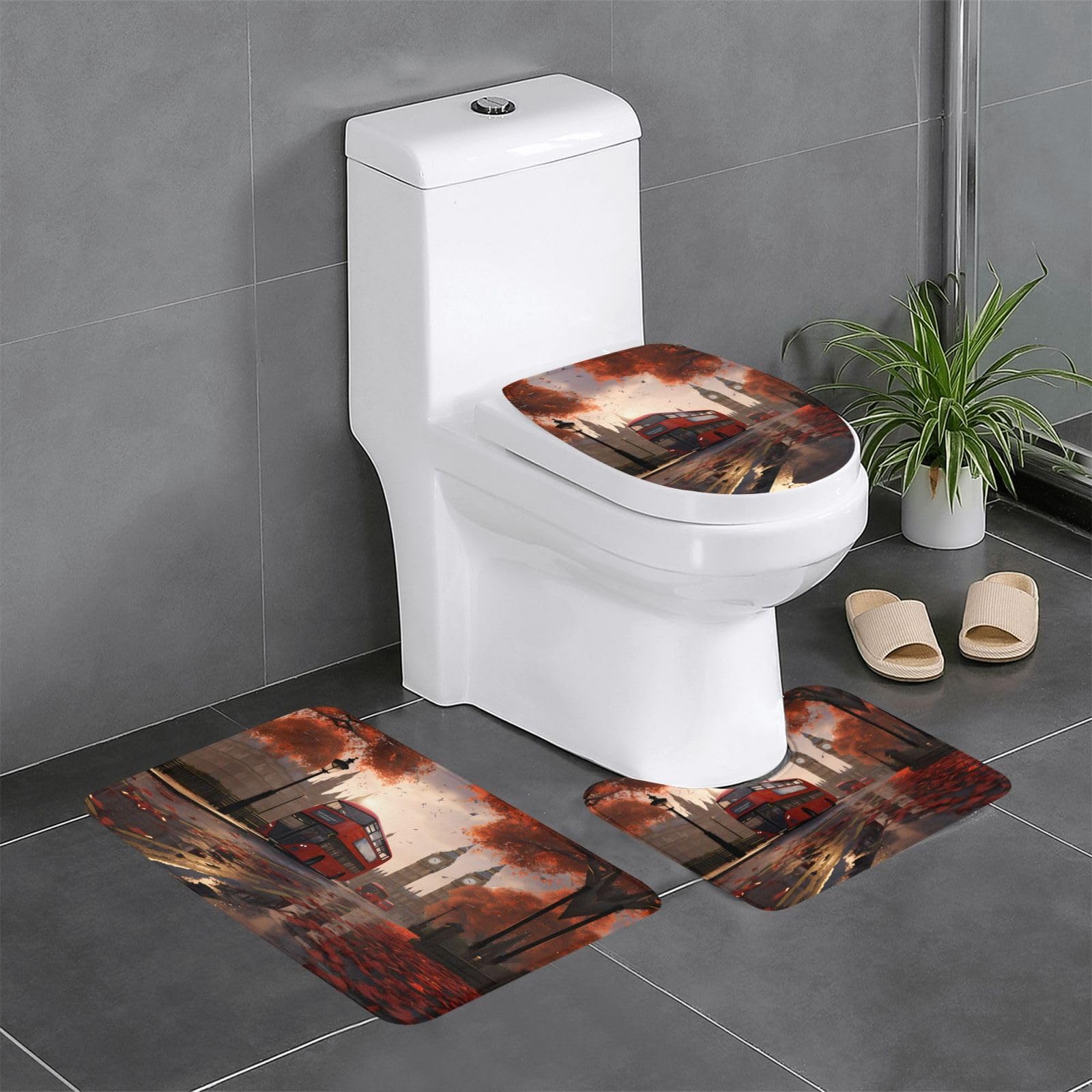 Tapis de salle de bain lot de 3 tapis rectangulaire et ovale antidérapant