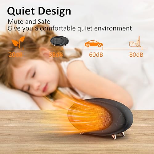 Miniatura 2 de Calentador de escritorio eléctrico, calentador de escritorio pequeño de 600 W de eficiencia energética para uso en interiores, calentador de