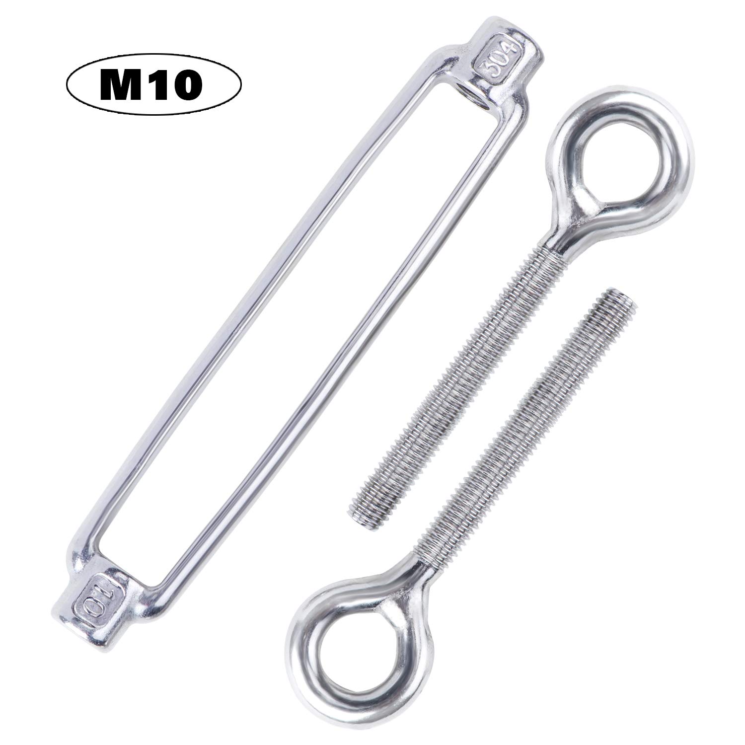 Tiranti per Filo Acciaio Inox - 4 Pezzi di Set Tenditori per Cavi ad Occhiello - Tenditore Filo con Gancio in Acciaio M4 - Tirante Corda Acciaio per Ganci Stendibiancheria