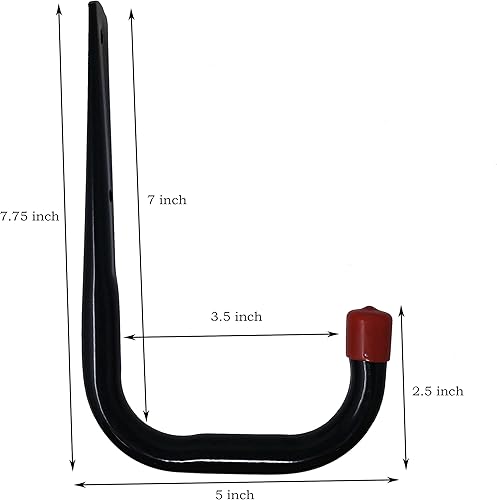 Miniatura 2 de Tetra-Teknica UH02-6P Ganchos de almacenamiento de garaje resistentes, tamaño mediano, color negro, 6 por paquete