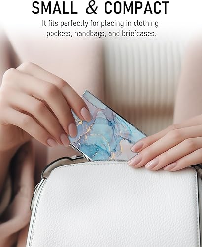 Miniatura 4 de Weaninyiu Soporte para tarjetas de visita, organizador de tarjetas de visita ultrafino de metal profesional de acero inoxidable con bolsillo