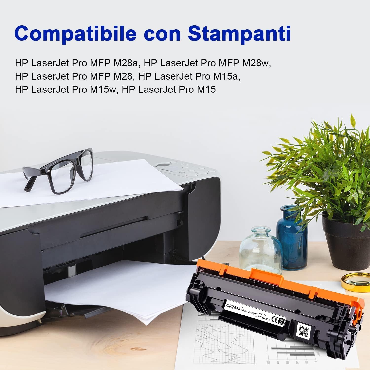 3 TONER CF244A 44A PER HP LASERJET PRO MFP M28A M28W M15W M15A M14 M15 M17 M31 - Foto 4
