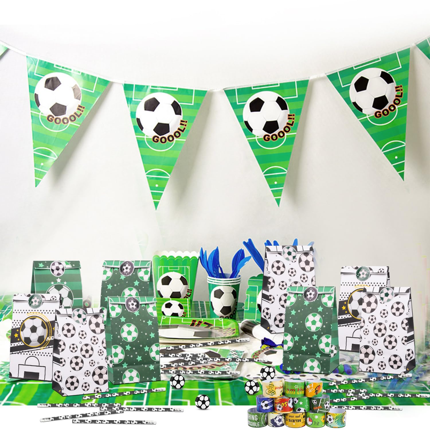 Kit Cadeau Anniversaire Football 48 Pièces – Crayons, Bracelets, Gommes, Sacs Pour Enfants Foot