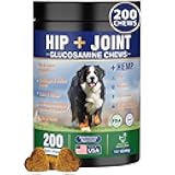Hip and Joint Supplement for Dogs 200 Hemp Dog Calming Chews with Glucosamine, Chondroitin, Msm, Omega 3, Melatonin for Senior Dogs Anxiety, Dog Pain Relief Anti Inflammatory Small/Medium/Large Breed