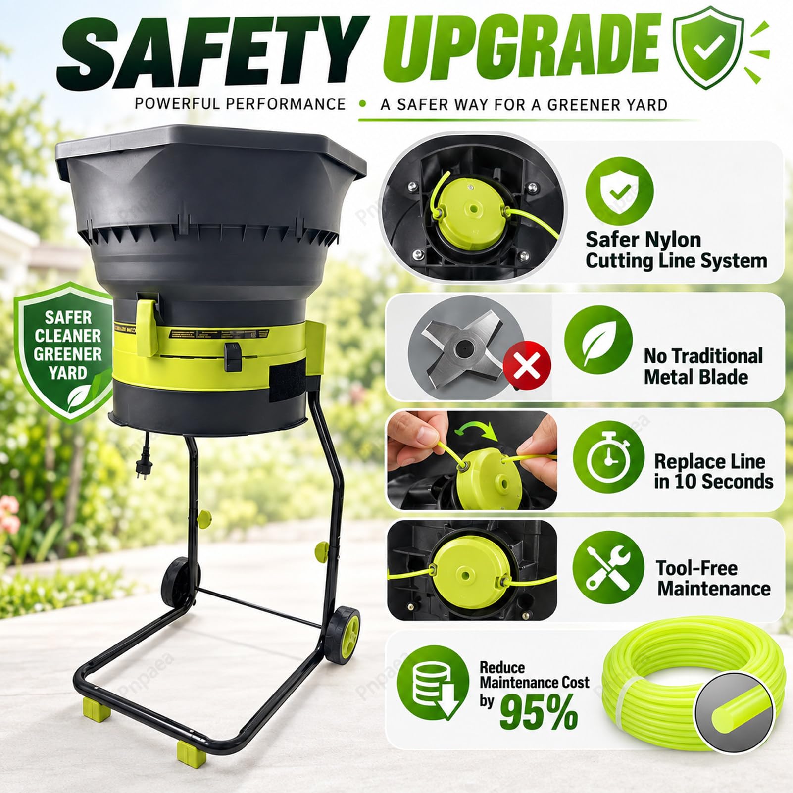 Broyeur De Jardin éLectrique 2 500 W, Vitesse De Rotation De 8 000 Tr/Min,