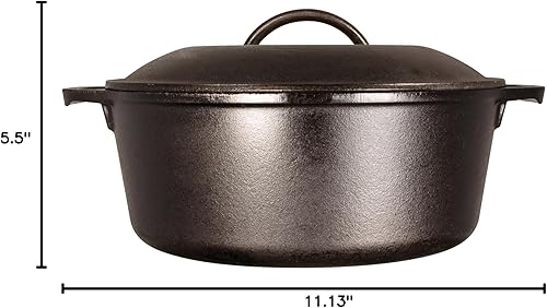 Miniatura 26 de Lodge Horno holandés de hierro fundido de 2 cuartos Olla pretratada con tapa para cocinar, servir u hornear