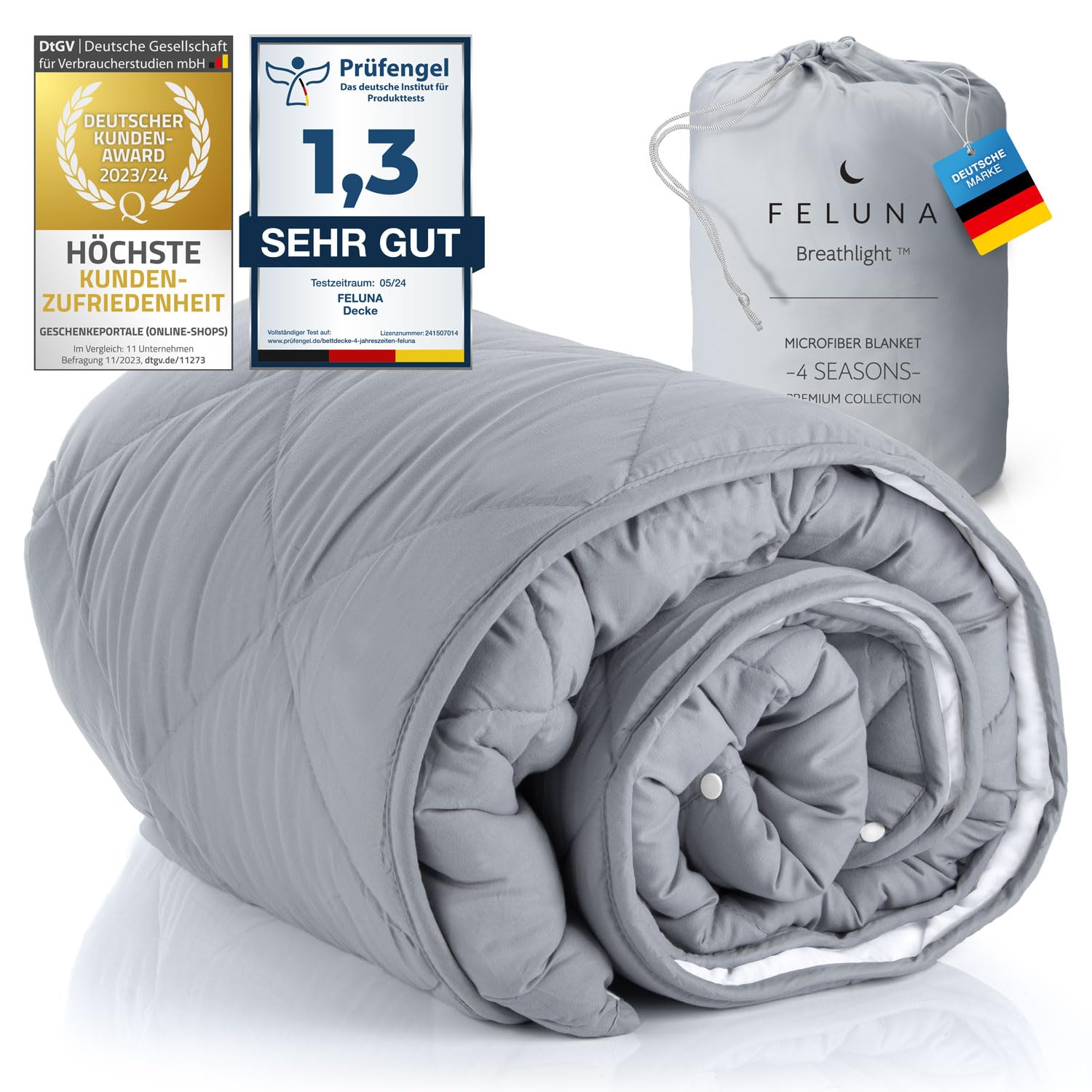 Feluna® Bettdecke 4-Jahreszeiten Steppdecke Bettwäsche; Atmungsaktive Winter- & Sommerdecke; Zweiteilige Decke mit Druckknöpfe für Erwachsene & Kinder (200 x 200 cm)