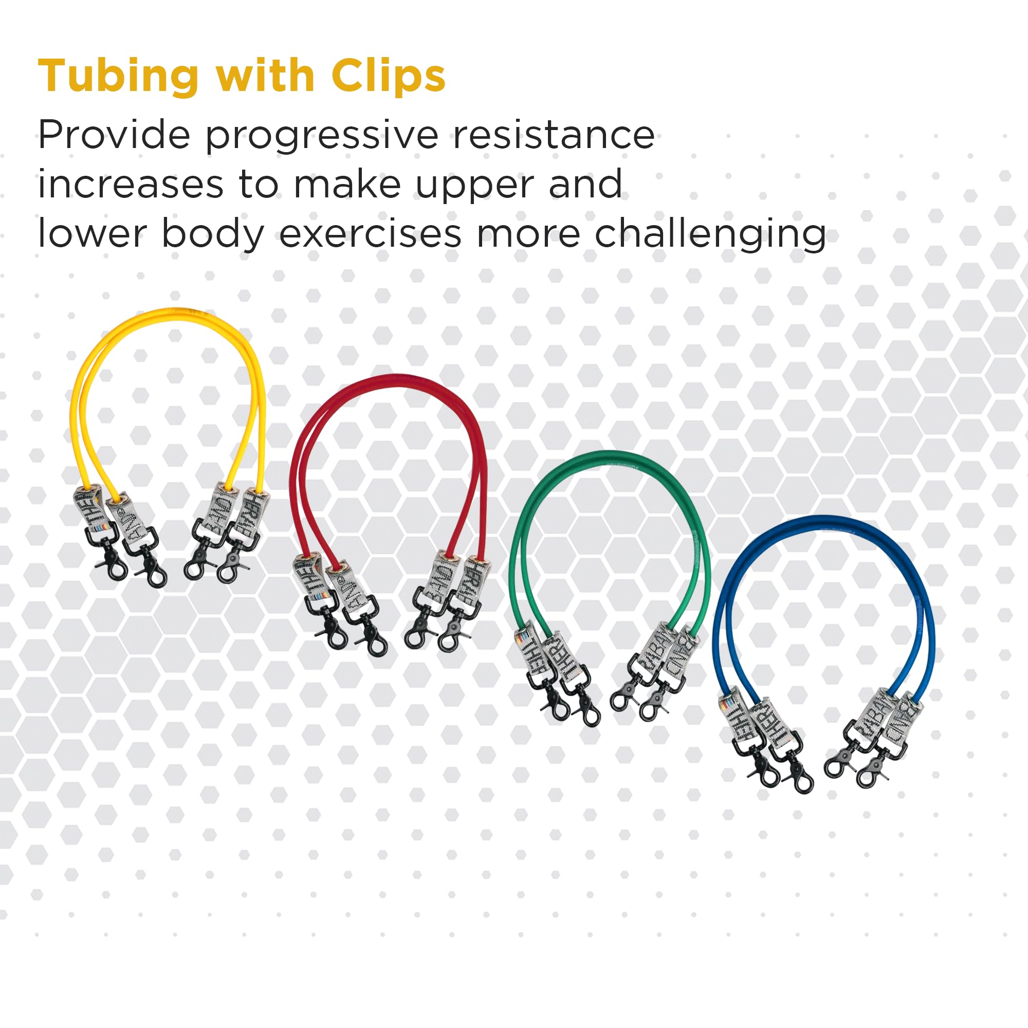 THERABAND Tubo di resistenza professionale in lattice, 60 cm, con connettori per esercizi, fisioterapia, pilates, allenamenti a casa e riabilitazione, giallo, set da 2