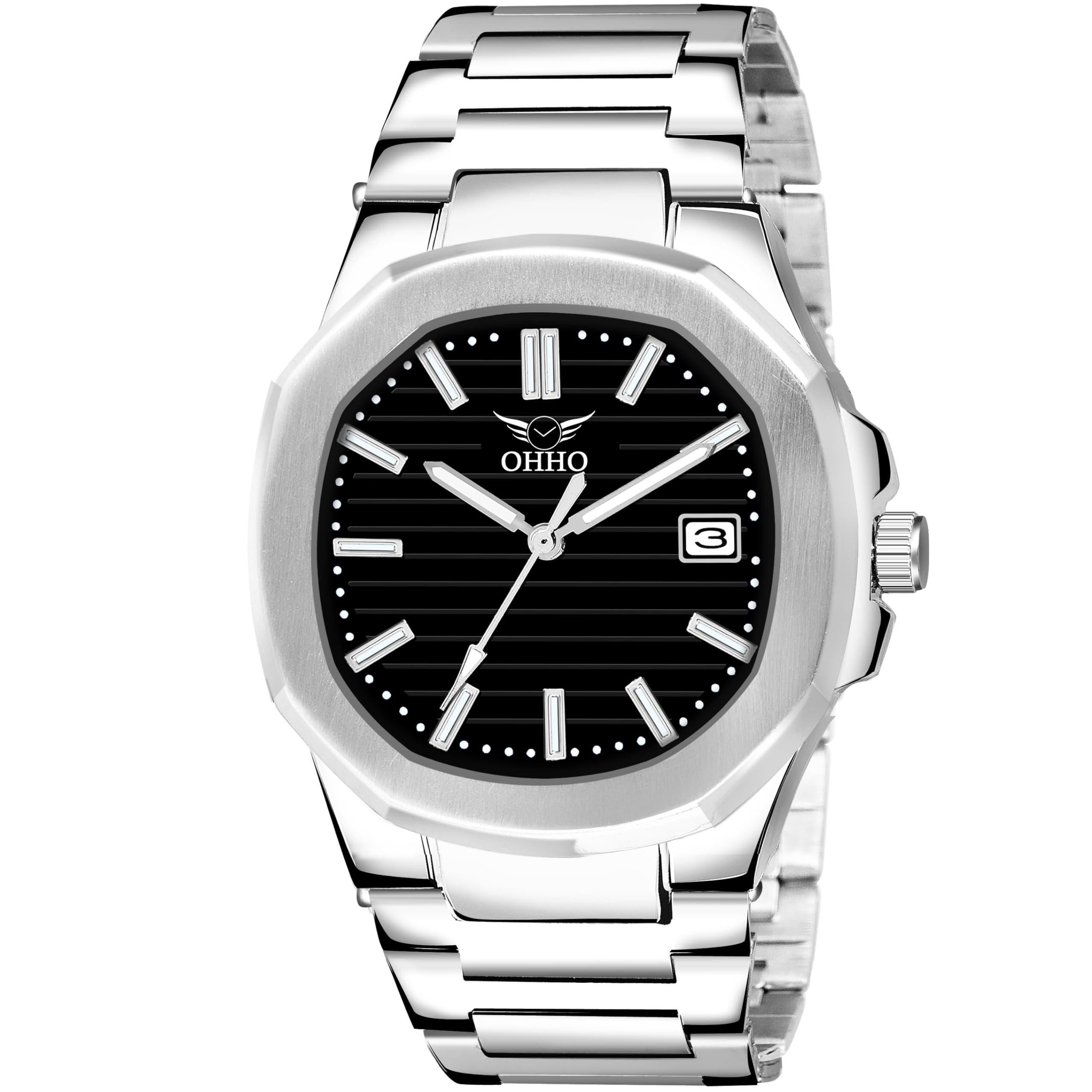 OHHO Luxury Business Casual Party-Wear Watch for Men Watches Multicolor Ultra-Date Display Dial Quartz Watches for Men with Stainless Steel Band Analog Watch (Black) (B0CMXZ34ZV) Amazon Price History, Amazon Price Tracker
