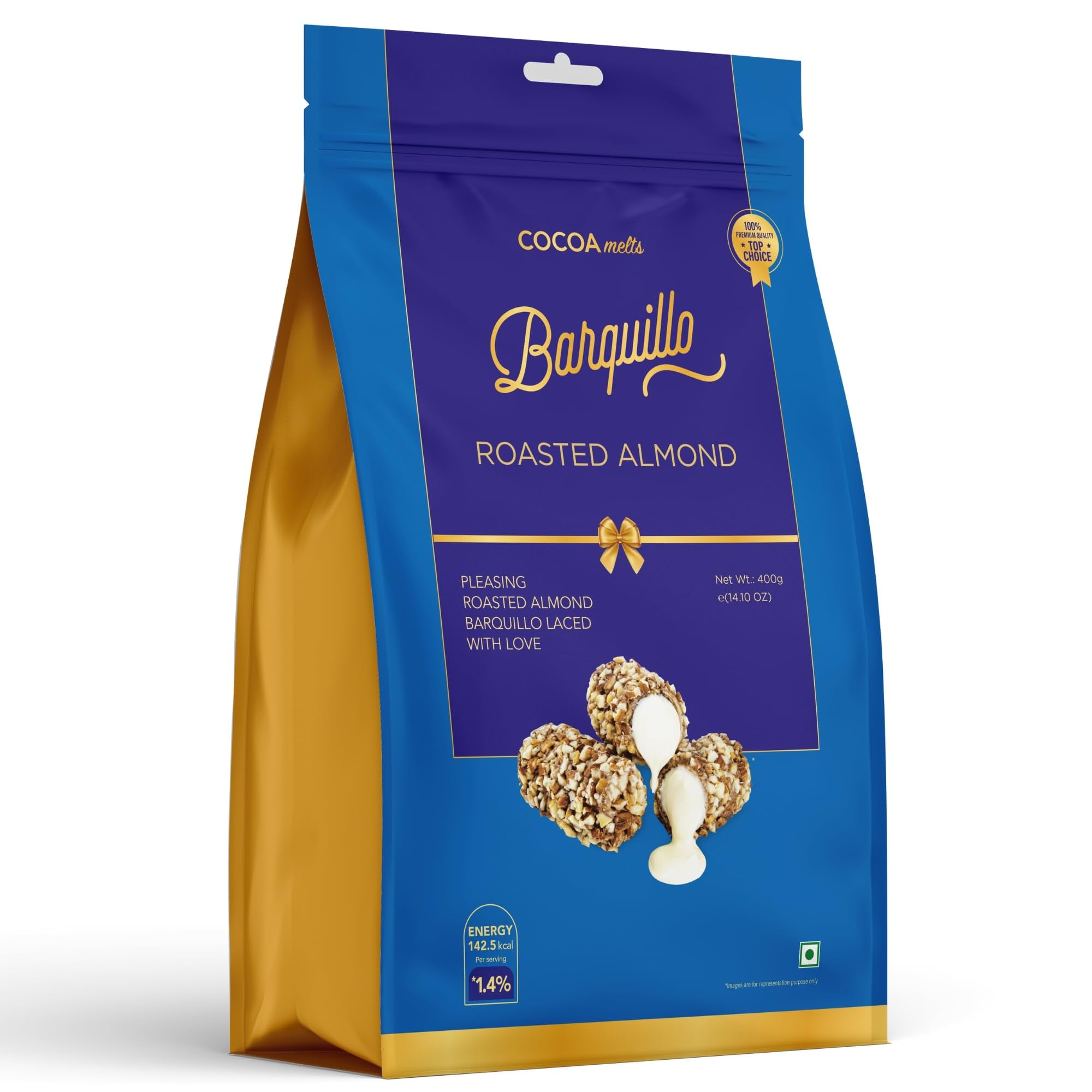 Premium Roasted Almond Coated Chocolate Pouch-20 Pcs|Vanilla Cream Filled Biscuit Roll imported | Dubai couverture taste | Christmas Gift Pack Celebration specially for Festivals, 400 gram