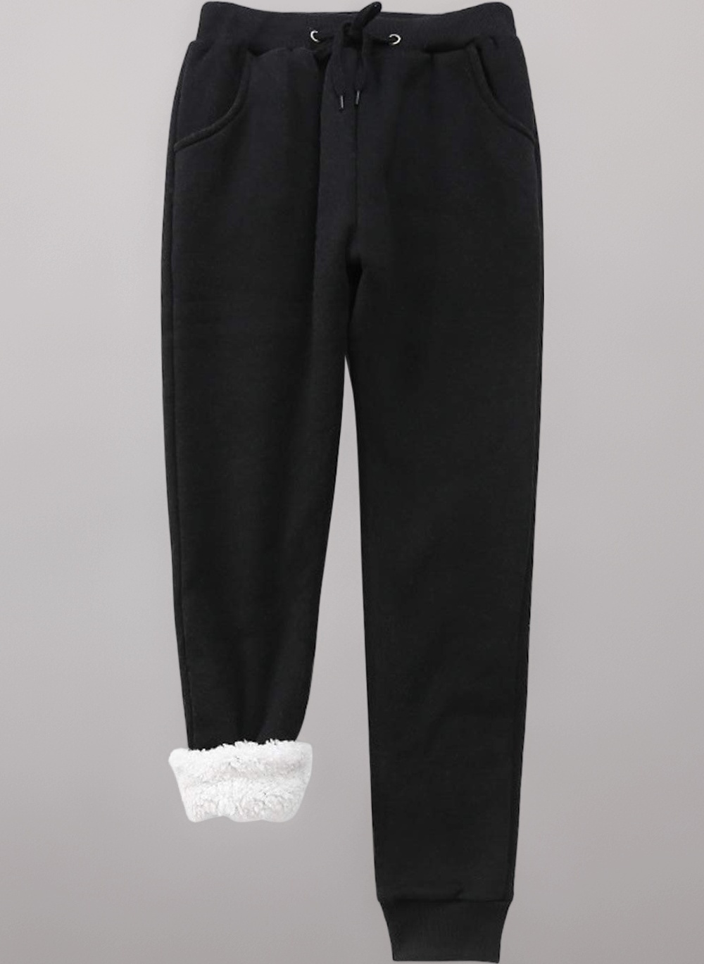 Womens Fleece Lined Jogger Pants Solid Soft Warm Athletic Drawstring Sweatpants with Pockets